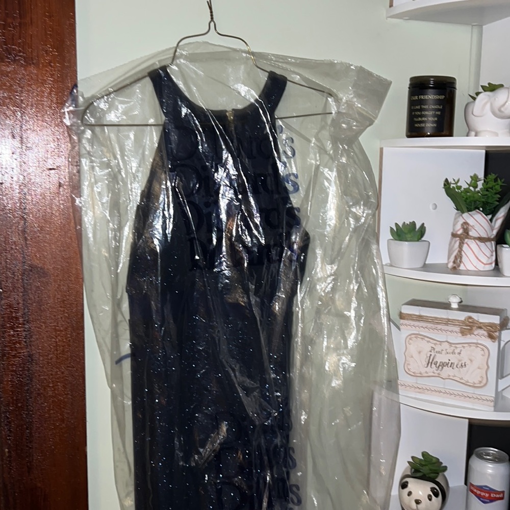 very sparkly blue mid dress! with mesh cutouts